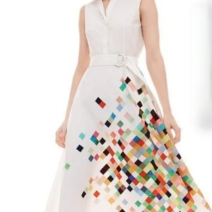 AKRIS Punto - Cream Pixelprint Shirtdress - Size 4 NWT $1290